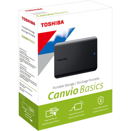 Hard Disk Esterno Toshiba Canvio Basics 1TB 2.5" USB 3.2 – Portatile, Plug & Play, Nero