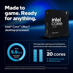 Intel Core Ultra 7 265KF Processore fino a 5.5 GHz | Cache 30MB | Socket FCLGA1851 – Box senza Dissipatore
