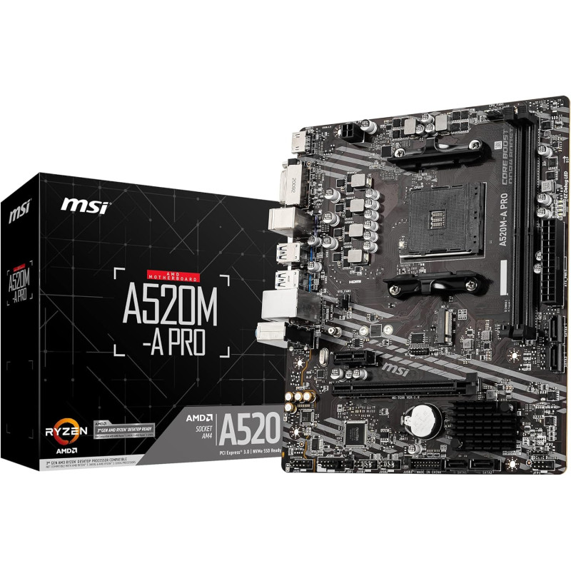 Scheda Madre MSI A520M-A PRO | AM4, DDR4, LAN Gigabit, 6x USB 3.2 + 6x USB 2.0 – Trinacria Store