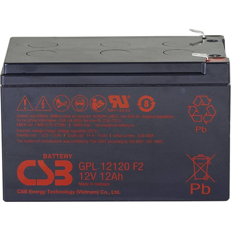 Batteria Alimentazione 12V 12Ah CSB GPL12120 - Accumulatore Piombo Sigillato Ricaricabile