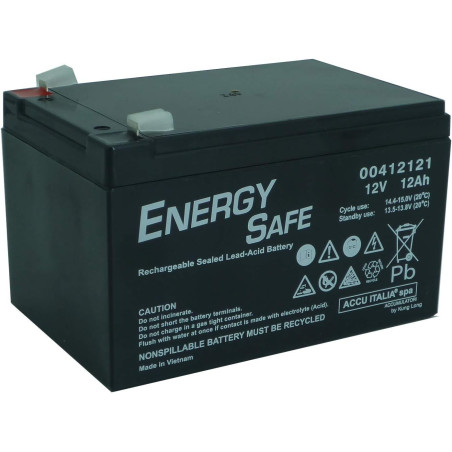 Batteria Al Piombo 12V 12Ah Energy Safe – Morsetti Faston Grandi | VRLA Sigillata Senza Manutenzione