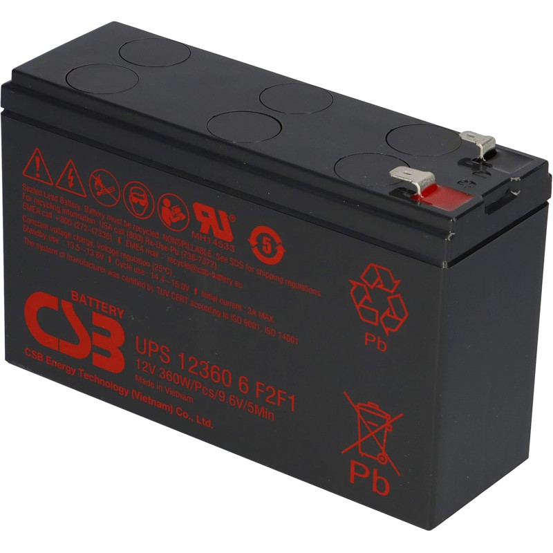 Batteria CSB 12V 6Ah – Morsetti Faston Grande/Piccolo | Al Piombo Sigillata VRLA Senza Manutenzione