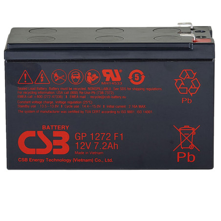Batteria CSB 12V 7.2Ah – Faston F1 Piccolo | Al Piombo Sigillata VRLA Senza Manutenzione per UPS e Sistemi Sicurezza