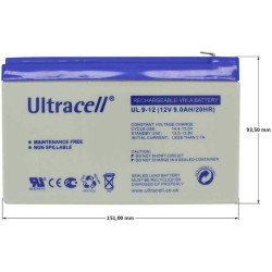Batteria Ultracell 12V 9Ah – Faston Grande 6.35mm | Al Piombo Sigillata VRLA Senza Manutenzione per UPS e Sicurezza