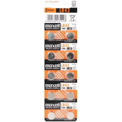 MAXELL Batteria alcalina a bottone tipo LR 43, confezione da 10