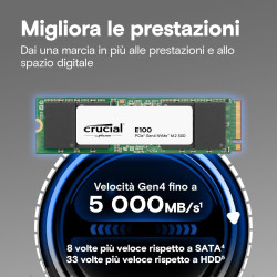 Crucial E100 480GB SSD NVMe M.2 2280 – Unità a Stato Solido Veloce e Affidabile per PC e Laptop | Trinacria Store