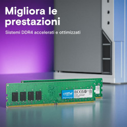Crucial 8GB DDR4 3200MHz CL22 - Memoria RAM per PC Desktop e Gaming, Alta Velocità 1.2V