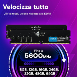 Crucial 16GB DDR5 5600MHz CL46 1.1V - Memoria RAM Ad Alte Prestazioni per PC Desktop e Gaming